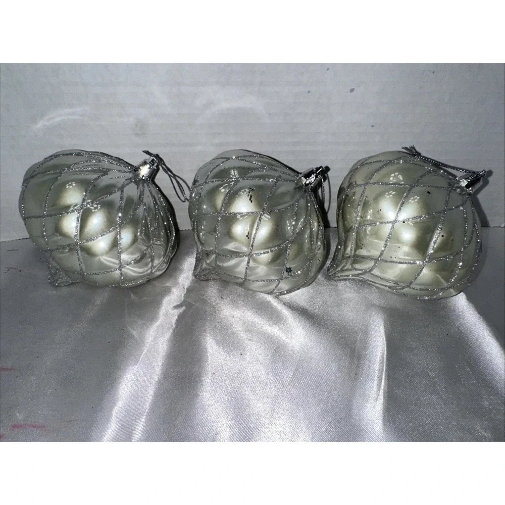 Pier One Imports Ornament Set Of 3 Silver Flawed